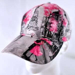 Pink Graphic Paris France Cityscape Eiffel Tower Womens Snapback Baseball Hap